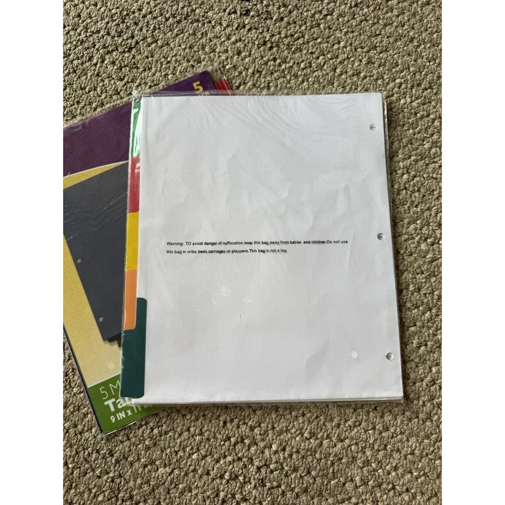 LOT OF 2 Wexford Multicolor 5-Pack Insertable Tab Dividers NIP